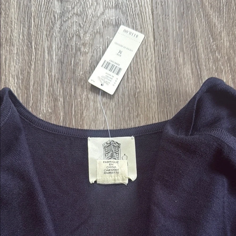 Anthropologie Black and Green Open Front Cardigan Sweater June